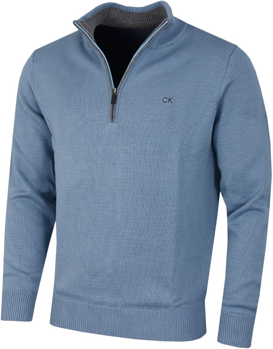 

Мужской свитер Calvin Klein из плотного хлопка с застежкой-молнией 1/2, Rain Cloud