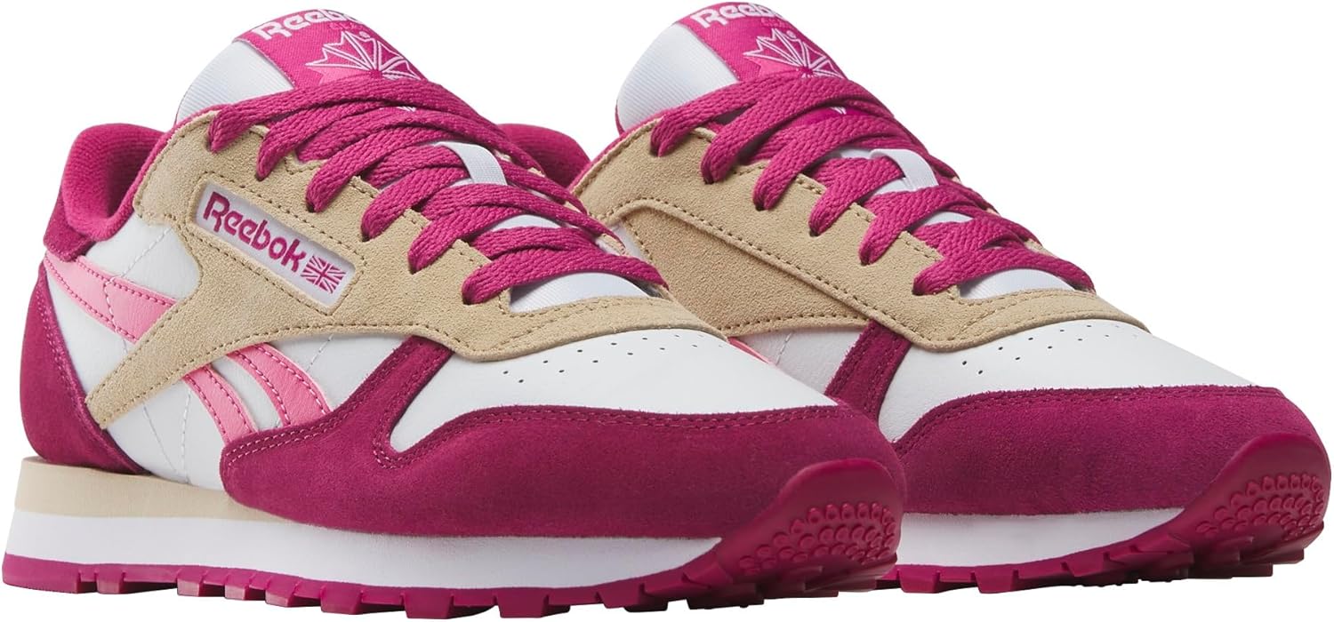 Кроссовки Reebok Classic Leather для мужчин, белый/розовый — фото 2
