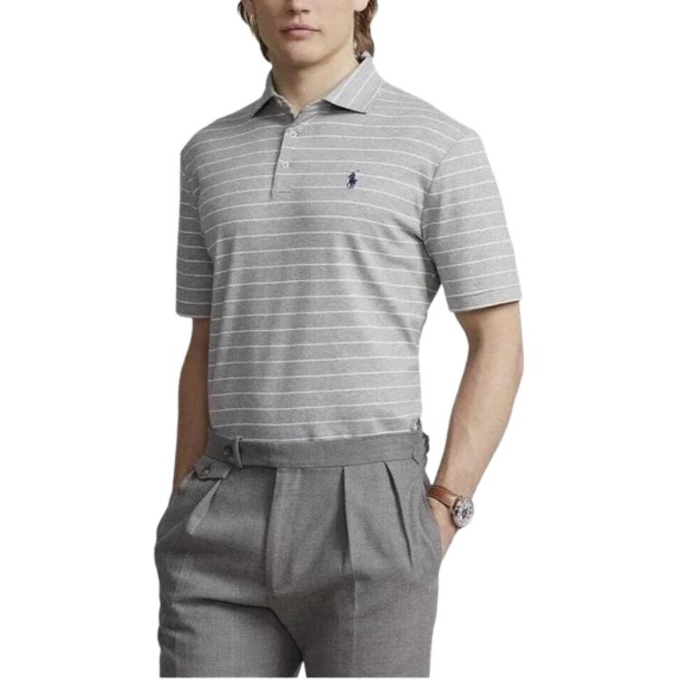 Футболка-поло SS25 мужская светло-серая Polo Ralph Lauren, светло-серый — фото 4