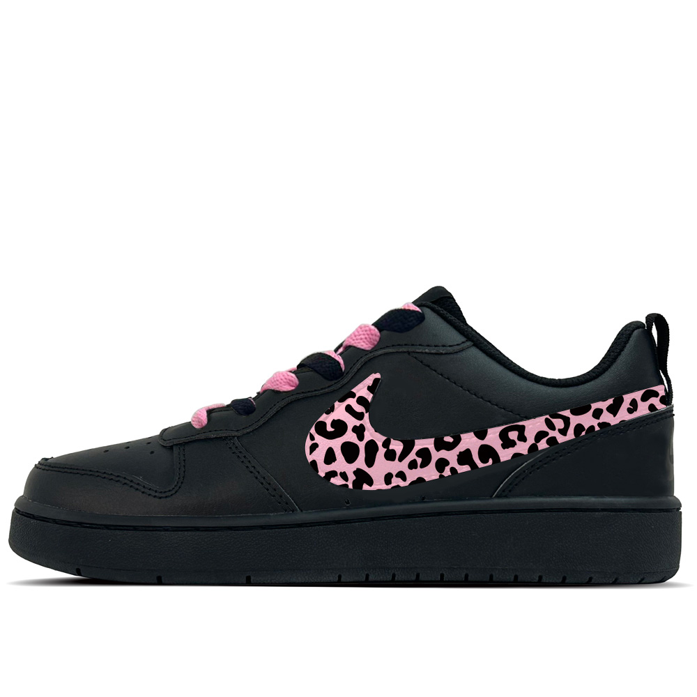

Nike Court Borough Pink Flame Leopard Trail Кожаные детские скейтерские кроссовки низкие с противоскользящей и износостойкой подошвой
