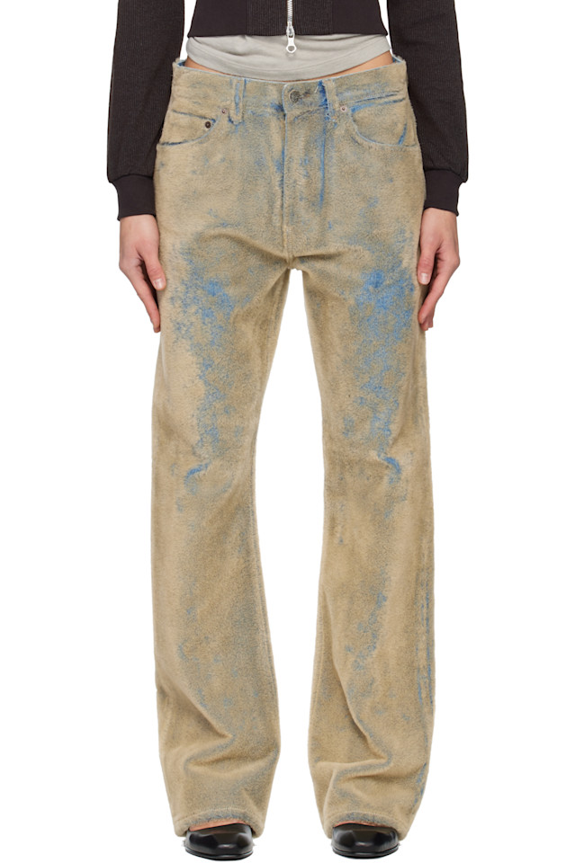 

Acne Studios Сине-Бежевые ворсистые джинсы