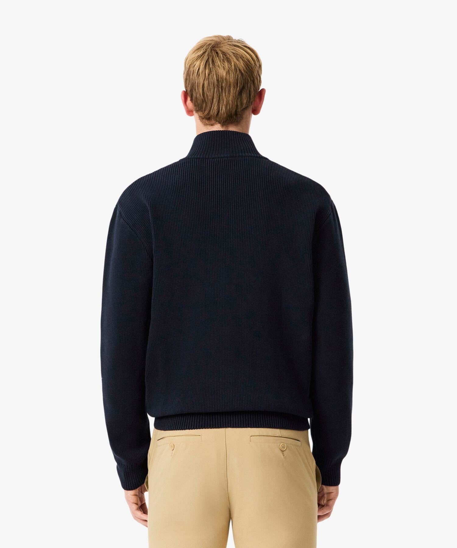 Свитер на молнии из смесовой хлопковой ткани LACOSTE, Navy — фото 2