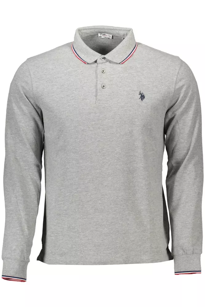 

Серая хлопковая мужская рубашка поло U.S. Polo Assn.