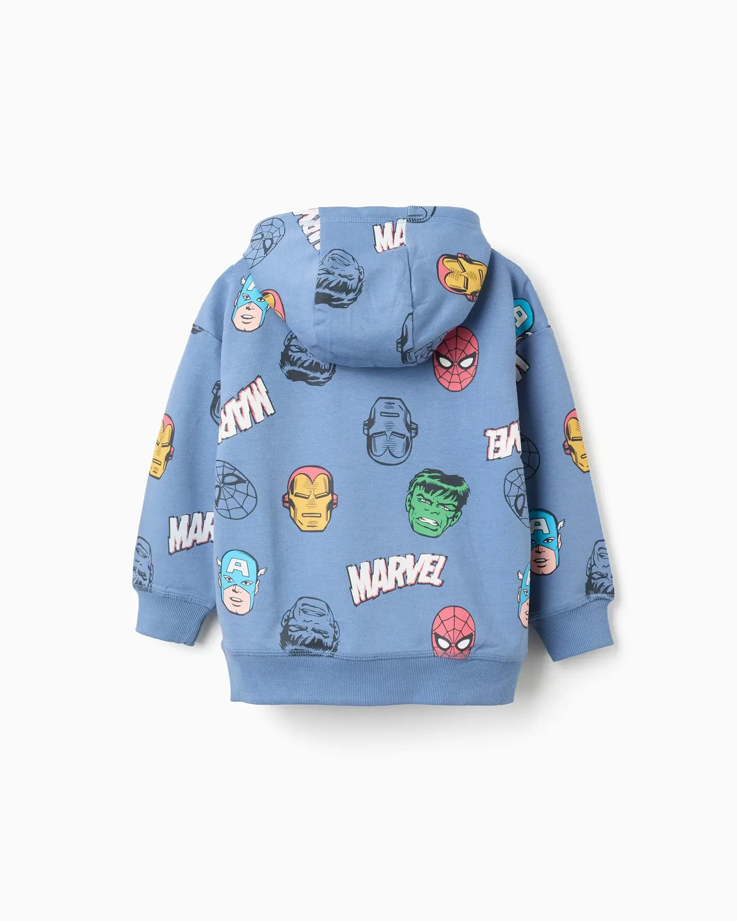 Детская хлопковая толстовка с капюшоном и мотивом Marvel Zippy, синий — фото 3