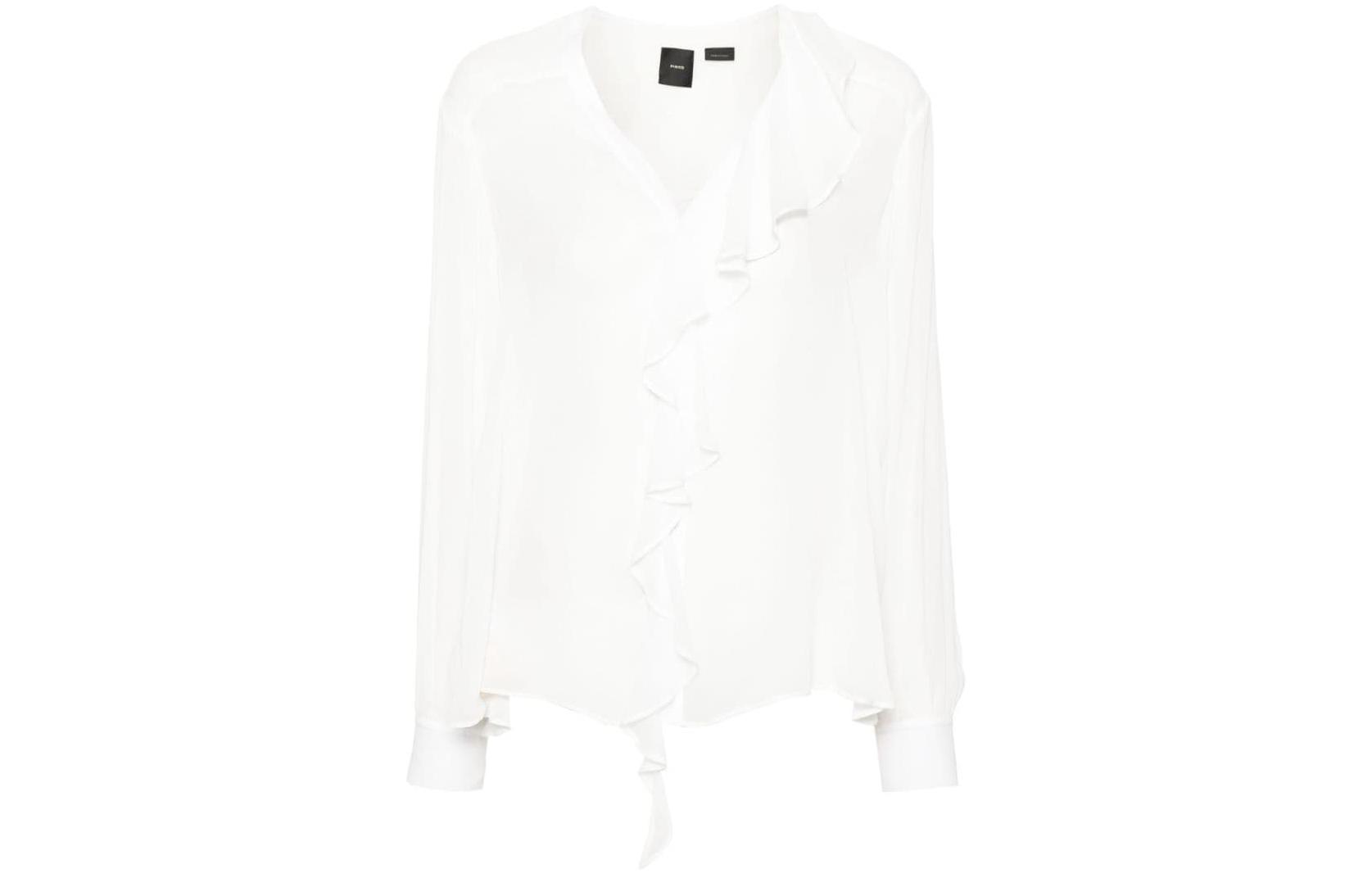 

Блузка из жоржета с отделкой в виде рюшей PINKO, белый