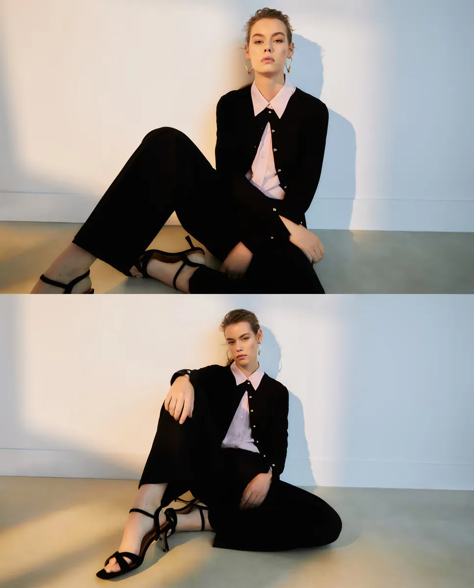 

Женская фантазийная вязаная жакет на пуговицах Woman El Corte Inglés, черный