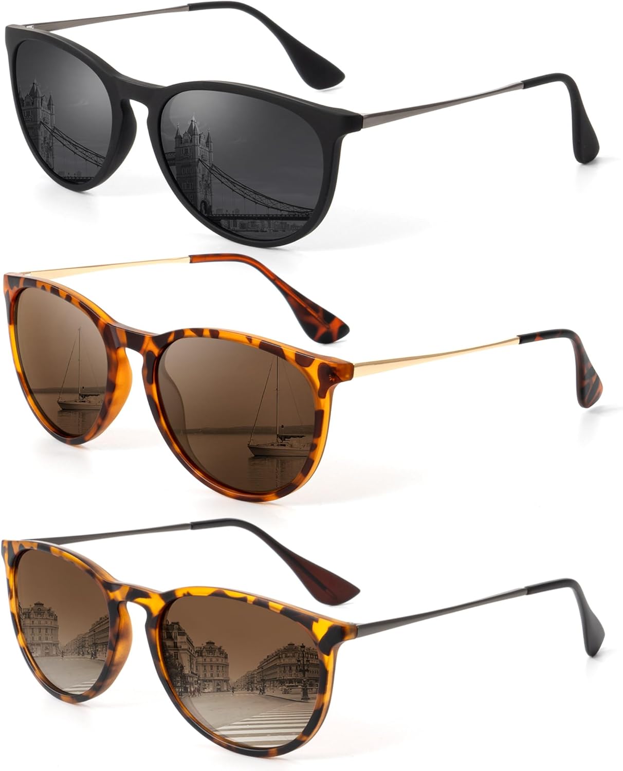 

Женские поляризованные солнцезащитные очки KALIYADI: модные солнцезащитные очки с защитой от УФ-излучения UV400 в стиле ретро для вечеринок, пляжа и шопинга, C8 Black/Grey + Leopard/Brown + Leopard/Gradient Brown