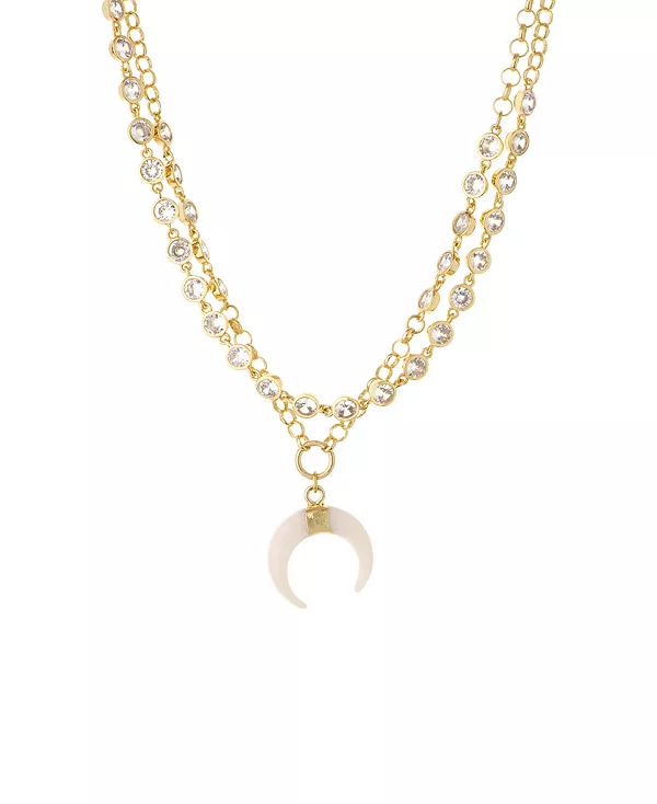 

Комплект из 2 роговых ожерелий с кристаллами и покрытием из 18-каратного золота Ettika, gold