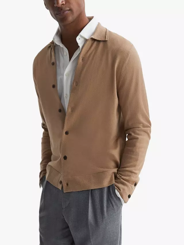 

Кардиган Reiss Forbes Long Sleeve Button Through, кэмел