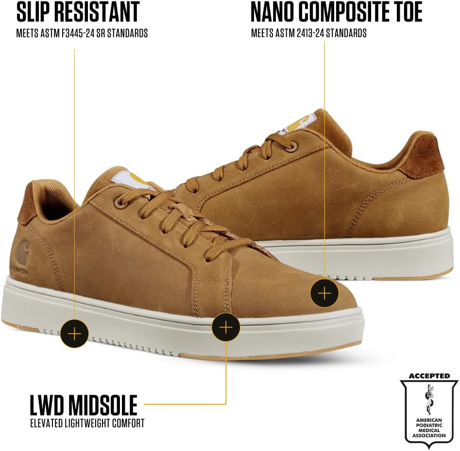 Carhartt мужские кожаные кроссовки Detroit Nano Toe, Brown — фото 3