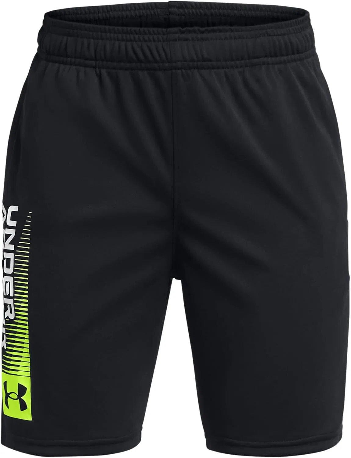 Детские шорты Under Armour с логотипом Tech Wordmark, (001) Black//High-Vis Yellow