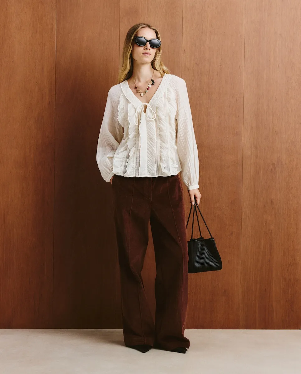 

Женские широкие вельветовые брюки Southern Cotton, коричневый