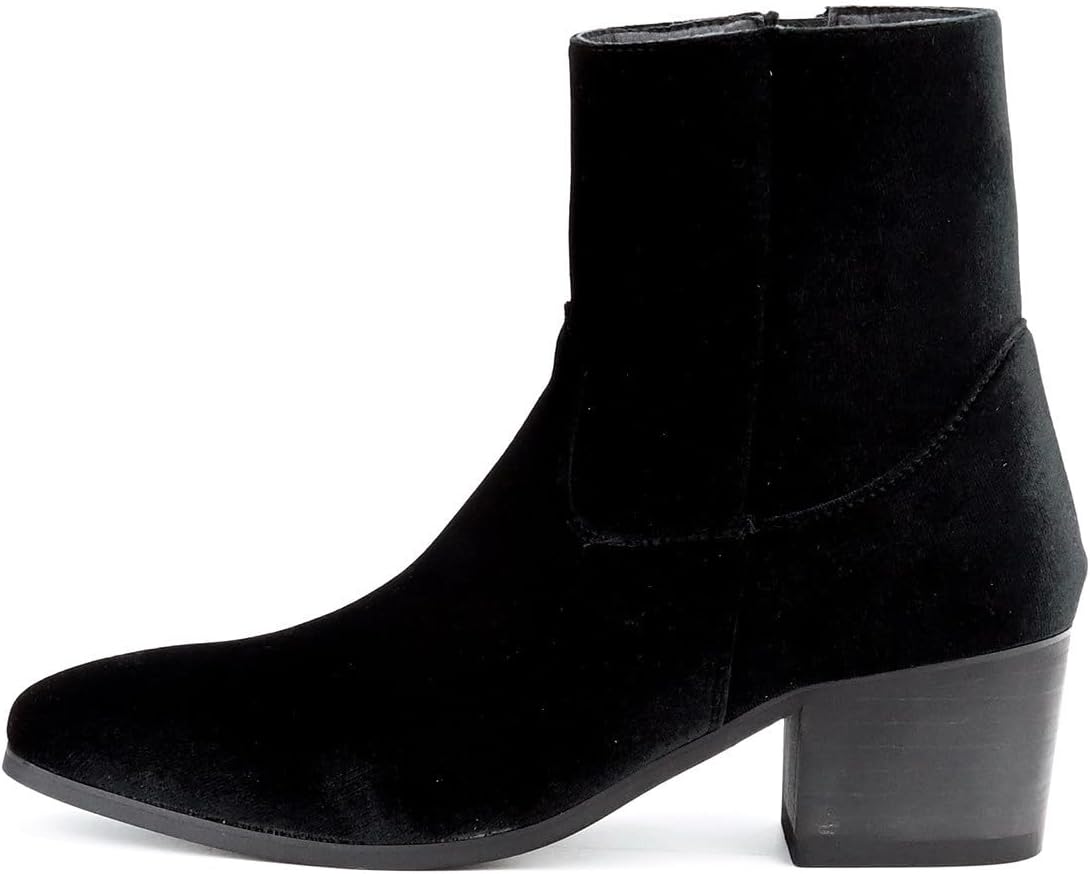 

Мужские бархатные ботинки Santimon с высоким каблуком, повседневные, удобные, стильные, с противоскользящей подошвой и боковой молнией, черный