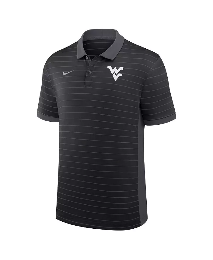 Мужская черная футболка-поло West Virginia Mountaineers 2025 Early Season Coaches Sideline Victory Stripe Performance Nike — фото 2
