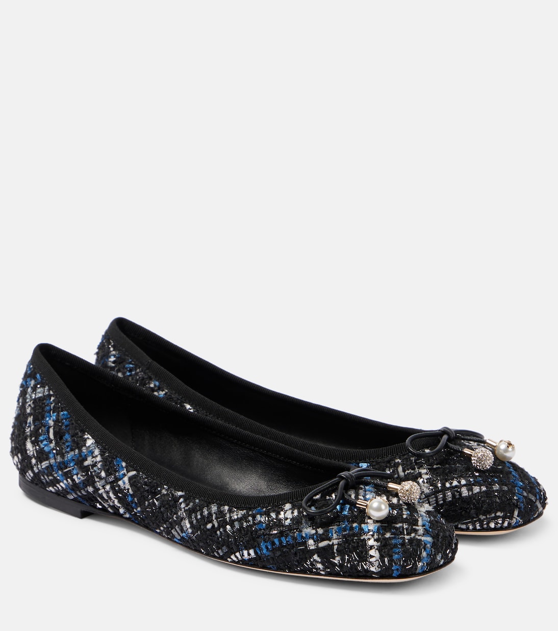 Балетки Elme из твида Jimmy Choo, Black Mix