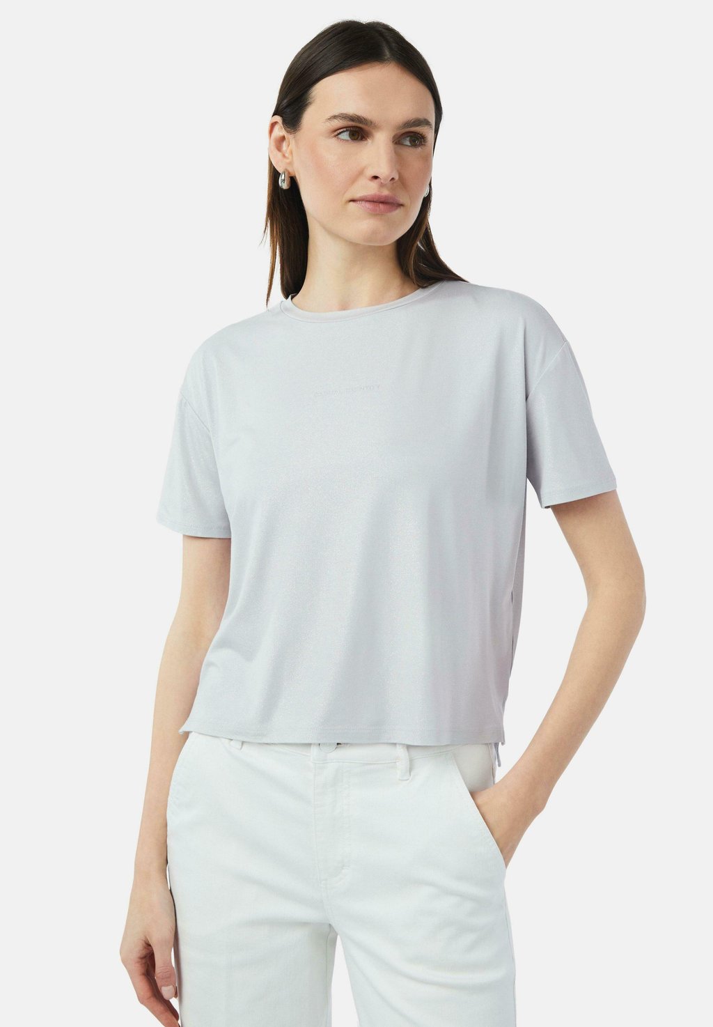 

Базовая футболка IM MIT LABEL UND GLITZER comma casual identity, светло-серый