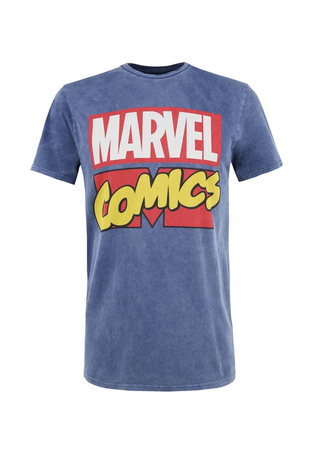 

Футболка с классическим ретро-логотипом Marvel Comics в неподвластном времени дизайне Re:Covered, синий