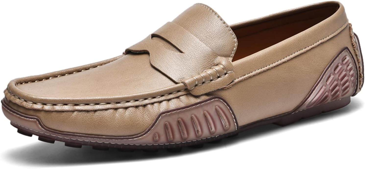 

Мужские повседневные туфли из натуральной кожи, мягкие, ручной работы, слипоны-лоферы, удобные для ходьбы и вождения Abborora, Sand