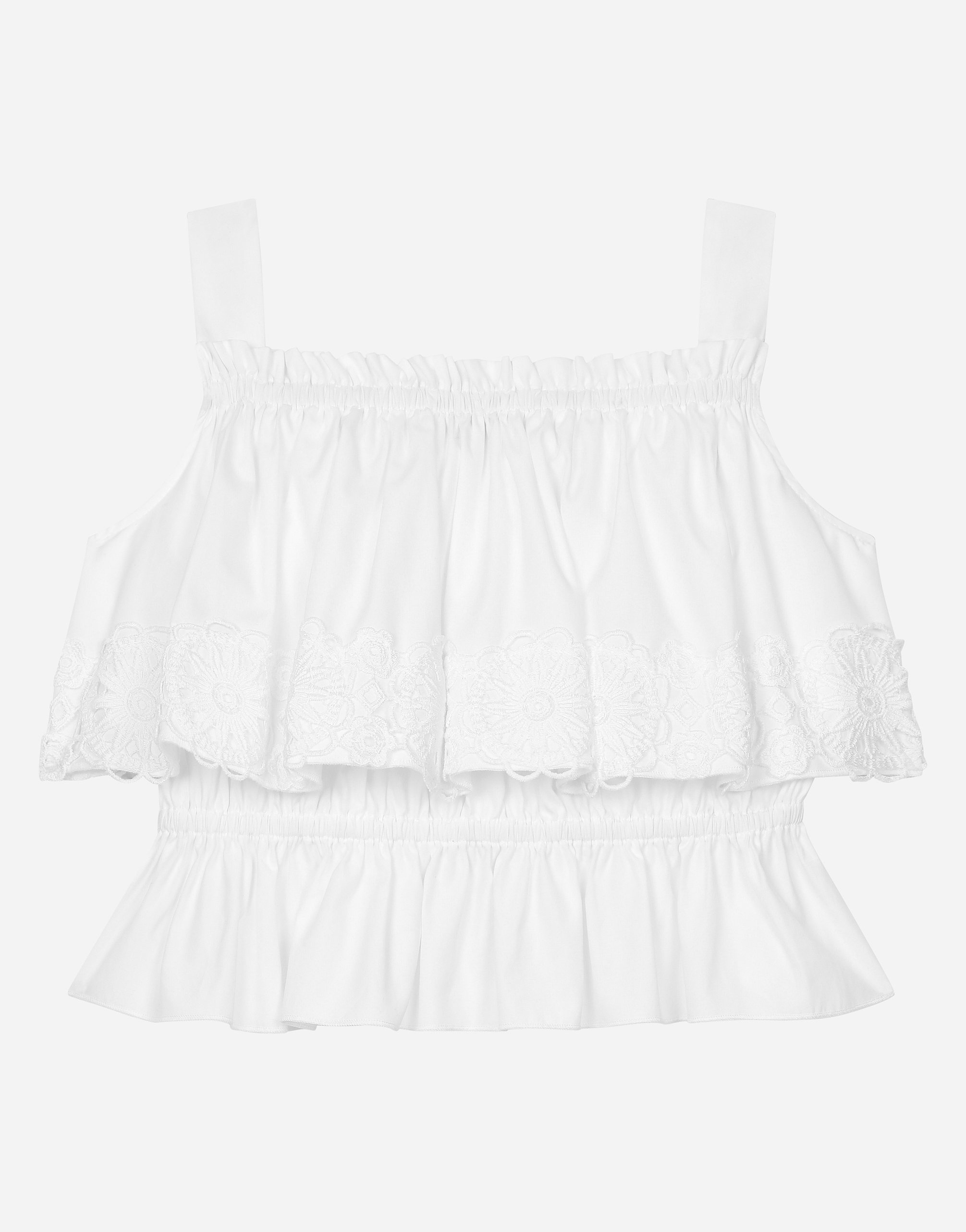 Топ из поплина и кружева Dolce&Gabbana, белый — фото 2