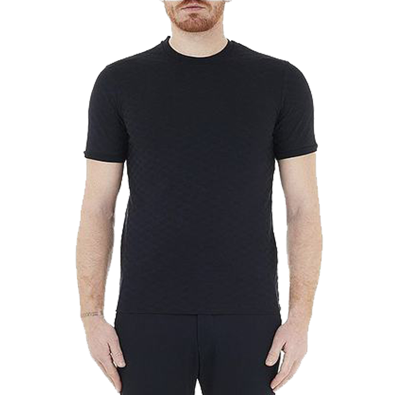 Футболка из хлопка с тисненым логотипом EMPORIO ARMANI, темно-синяя — фото 4