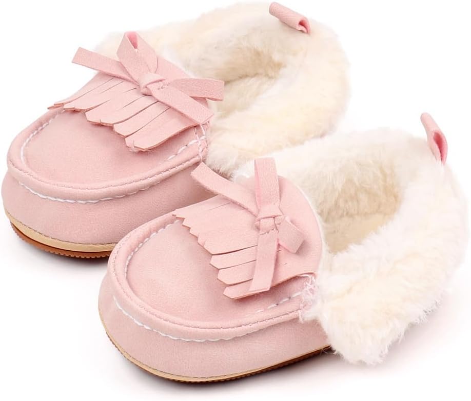 

Детские ботинки для мальчиков и девочек, зимние теплые обувь, уютный флис, мягкая резиновая подошва, нескользящие ботиночки для ходьбы Purepips, Pink