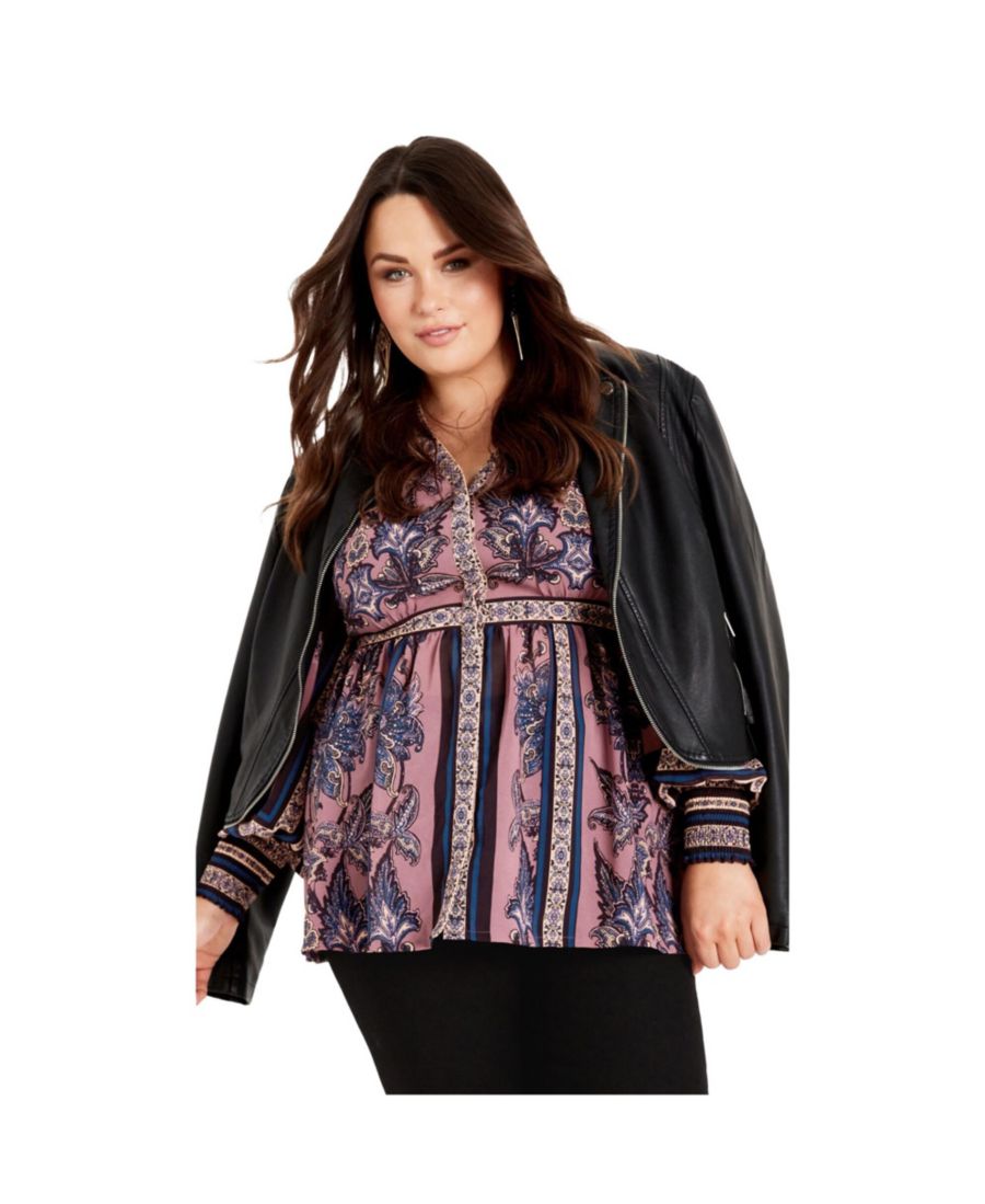 

Женская блузка Serene с длинными рукавами и декоративным рисунком AVENUE, Dusk