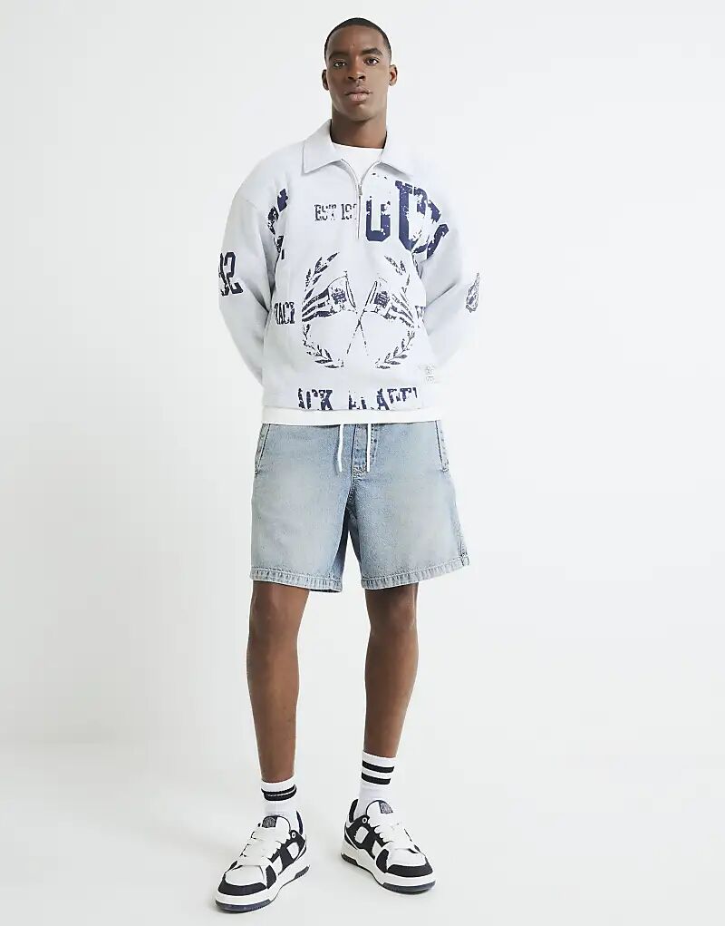 

Джинсовые шорты River Island классического кроя, синие, средней длины