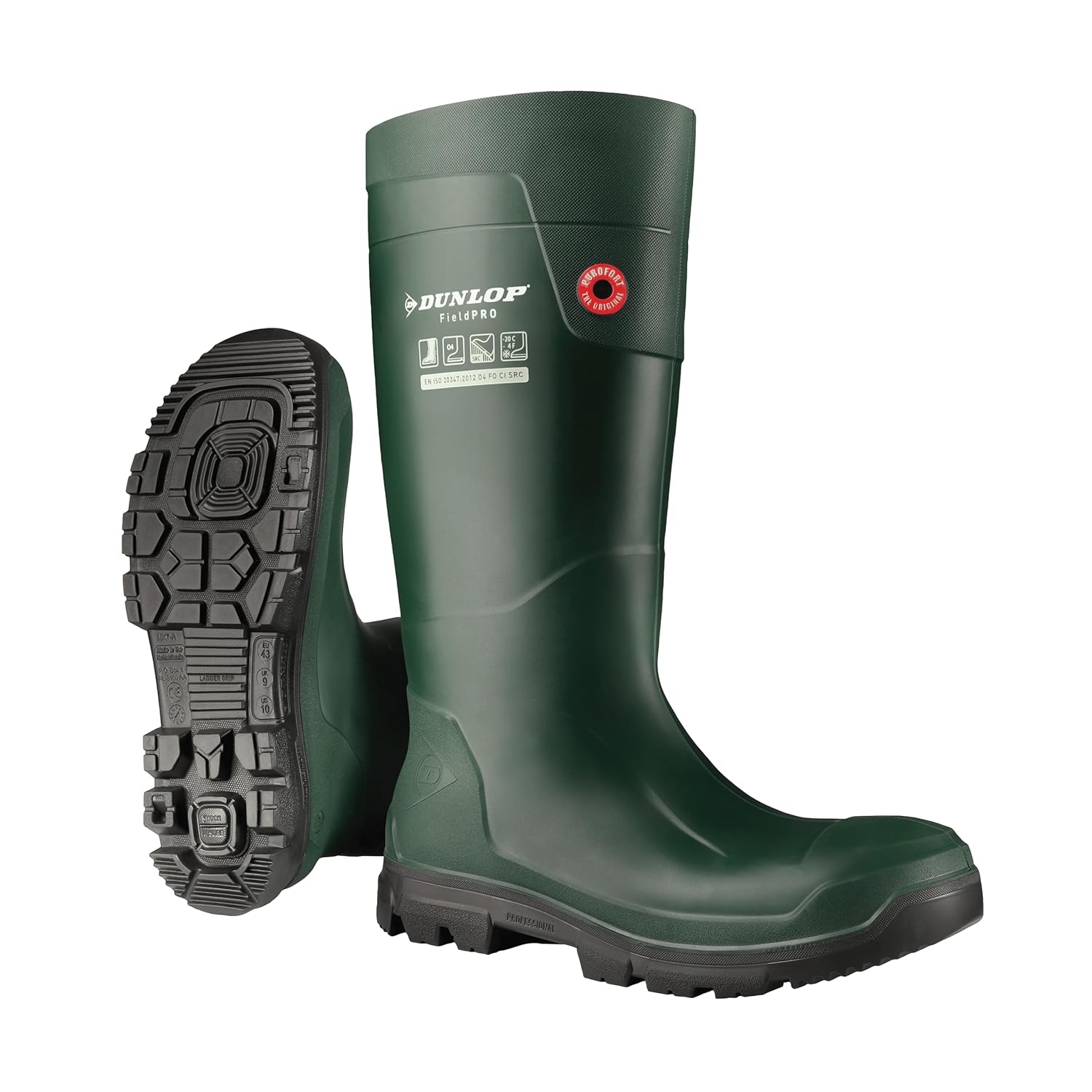 

DUNLOP Purofort FieldPRO - ботинки для мужчин и женщин - водонепроницаемые защитные ботинки с мягким носком - стойкие к химическим веществам и скольжению - зеленые/черные - размеры 3-14