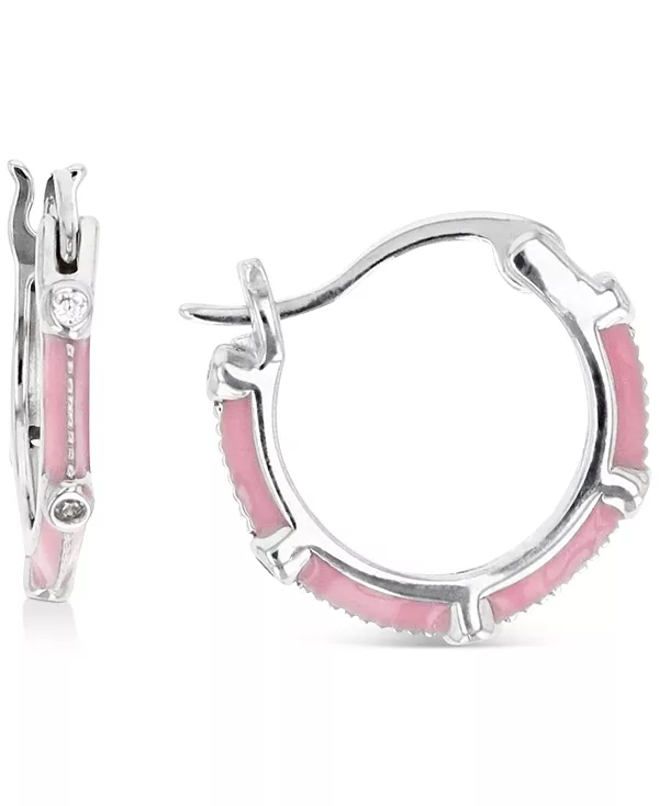 

Маленькие серьги-кольца с кубическим цирконием и эмалью, 0,55 дюйма Macy'S, pink/silver