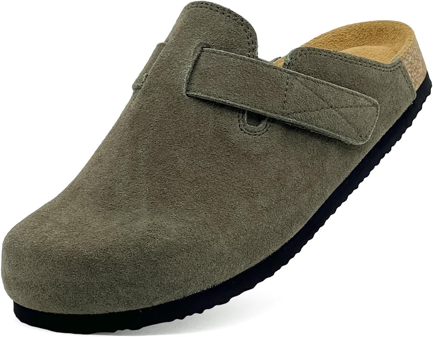 

Детские замшевые сабо, босоножки для мальчиков и девочек, с пробковой стелькой, тапочки на липучке для малышей, для дома и улицы, милые сандалии с классической регулируемой пряжкой Xinlanlin, серый