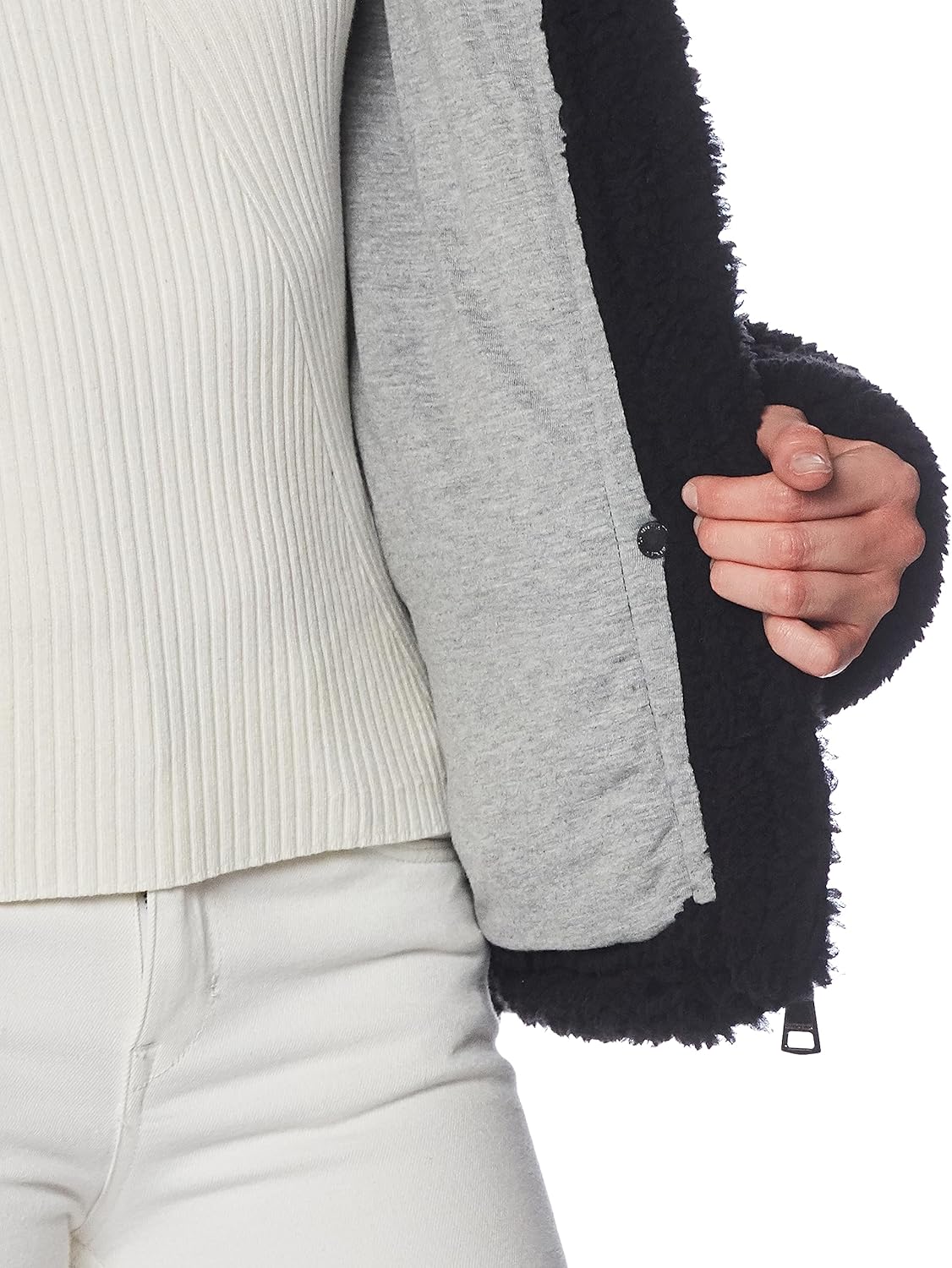 Женское пальто Calvin Klein из искусственной овчины, черный — фото 4