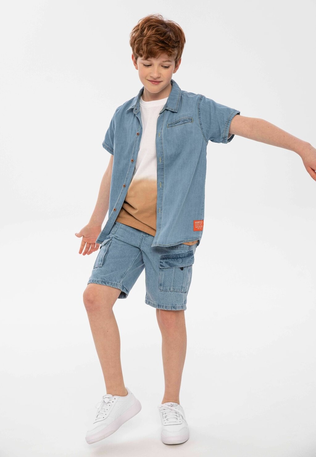 

Рубашка BLEACHED MINOTI, цвет light blue denim