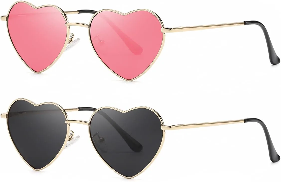 

Поляризованные солнцезащитные очки в форме сердца для женщин. Милые солнцезащитные очки в форме сердца, модный стиль, линзы с защитой UV400 D Lolylad, Black+pink