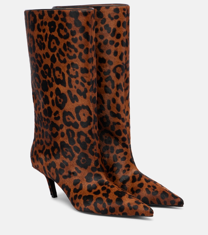 Ботильоны Fiona 60 из телячьей кожи с леопардовым принтом Amina Muaddi, Leopard