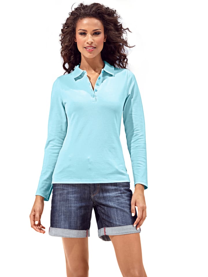 

Рубашка-поло с длинными рукавами бирюзового цвета Heine