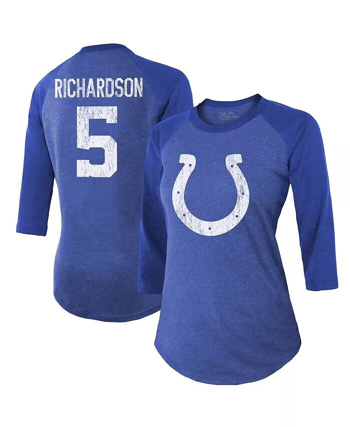 

Женские нитки Anthony Richardson Royal Indianapolis Colts Имя и номер игрока Облегающая футболка Tri-Blend с рукавами 3/4 Majestic