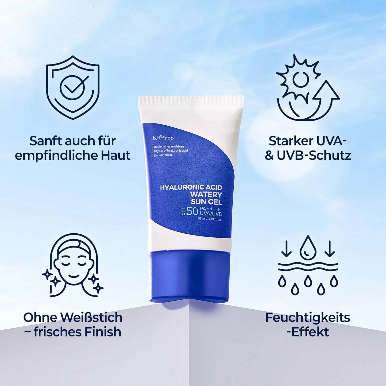 Солнцезащитный гель для лица «Hyaluronic Acid Watery Sun Gel» SPF 50+ PA++++ от ISNTREE Isntree — фото 4
