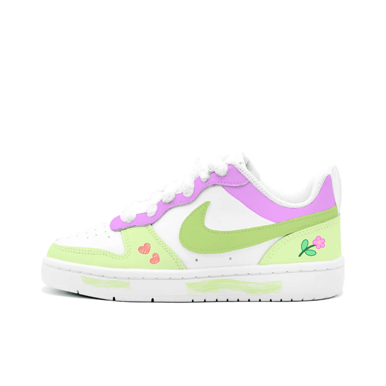 

Nike Кроссовки Court Borough 2 Green Cherry Wander, Kung Fu Rabbit, с кожаной подкладкой, амортизацией, устойчивые к истиранию и скольжению, низкие