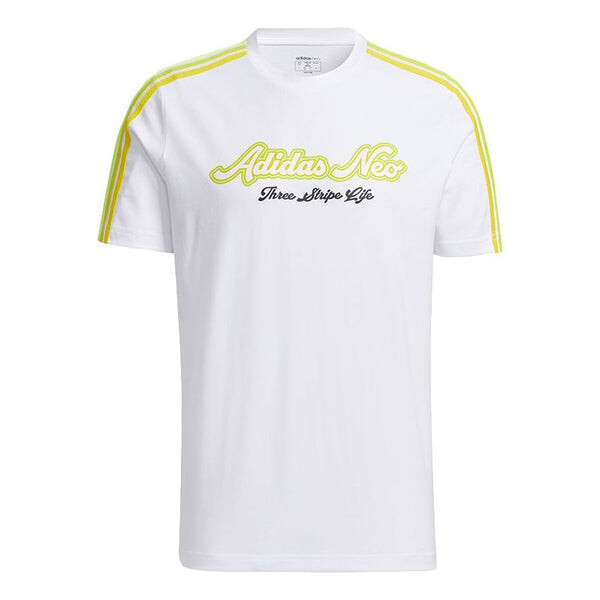 

Футболка neo m fav 3s gr t 2 printing sports round neck short sleeve white Adidas, белый