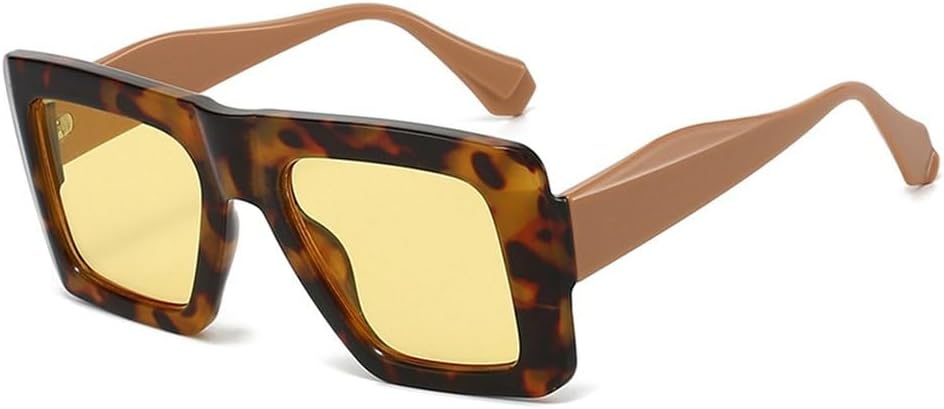 

Ретро большие квадратные солнцезащитные очки для женщин, модные градиентные очки с защитой от УФ-излучения UV400 для мужчин, панк-очки, желто-синие солнцезащитные очки SKFGNX, Leopard Yellow