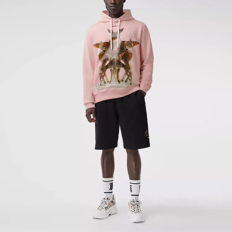 Худи Принтованное Burberry, летняя одежда, розовыйатый — фото 3