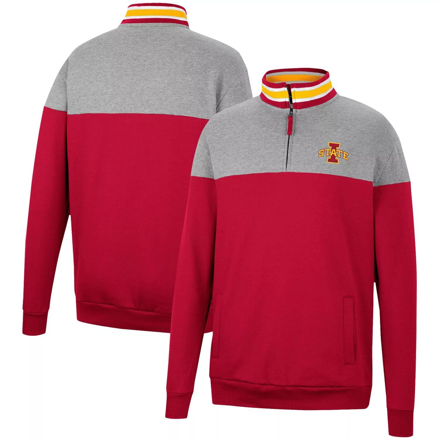 

Мужская футболка цвета меланжевого цвета / Cardinal Iowa State Cyclones Be the Ball с молнией на четверть Colosseum