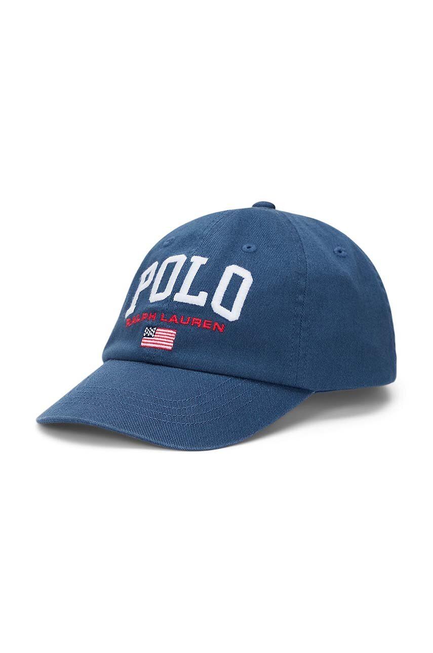 

Детская шапка Polo Ralph Lauren с хлопковым козырьком, темно-синий