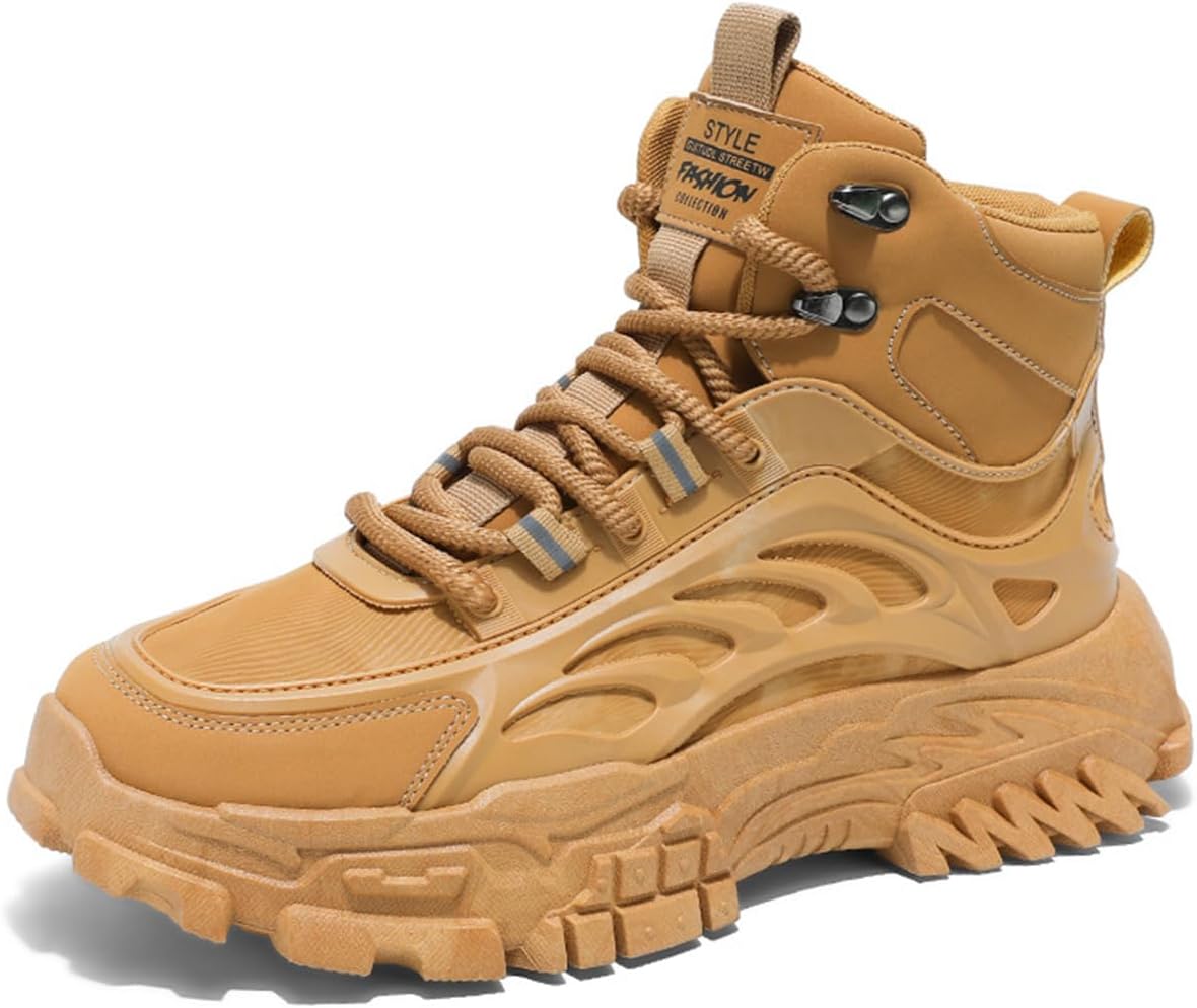 

Мужские высокие модные кроссовки, повседневные спортивные прогулочные туфли с комфортной толстой подошвой Zhoupulp, хаки