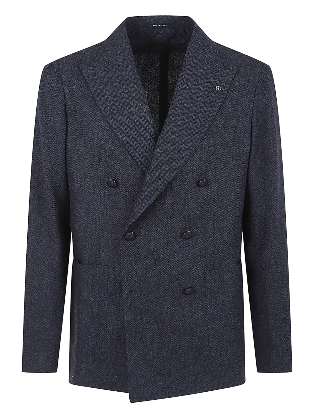 

Двубортный пиджак с узором в елочку Tagliatore, синий