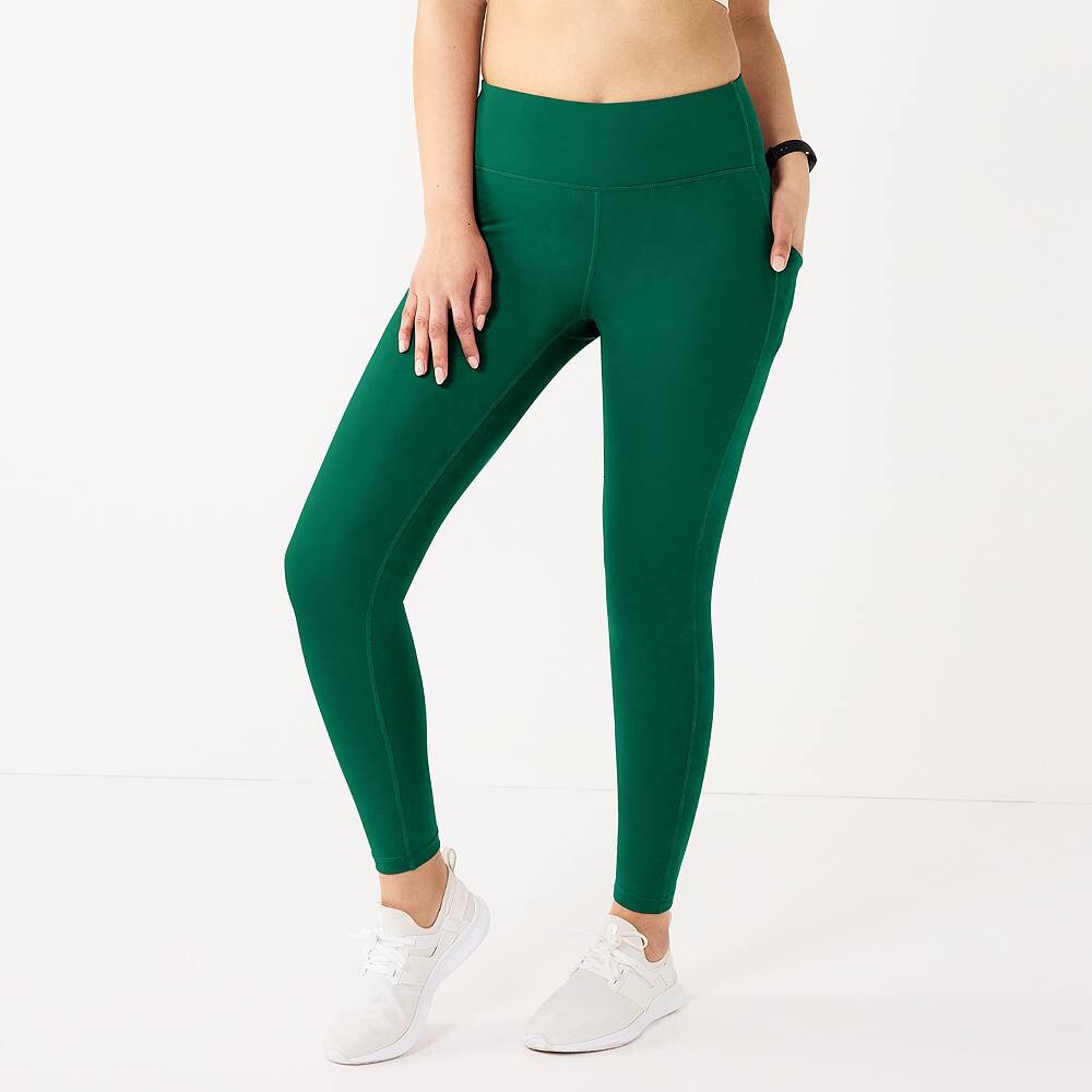

Женские леггинсы Tek Gear Ultrastretch с высокой талией и боковыми карманами размером 7/8, цвет Rugged Green