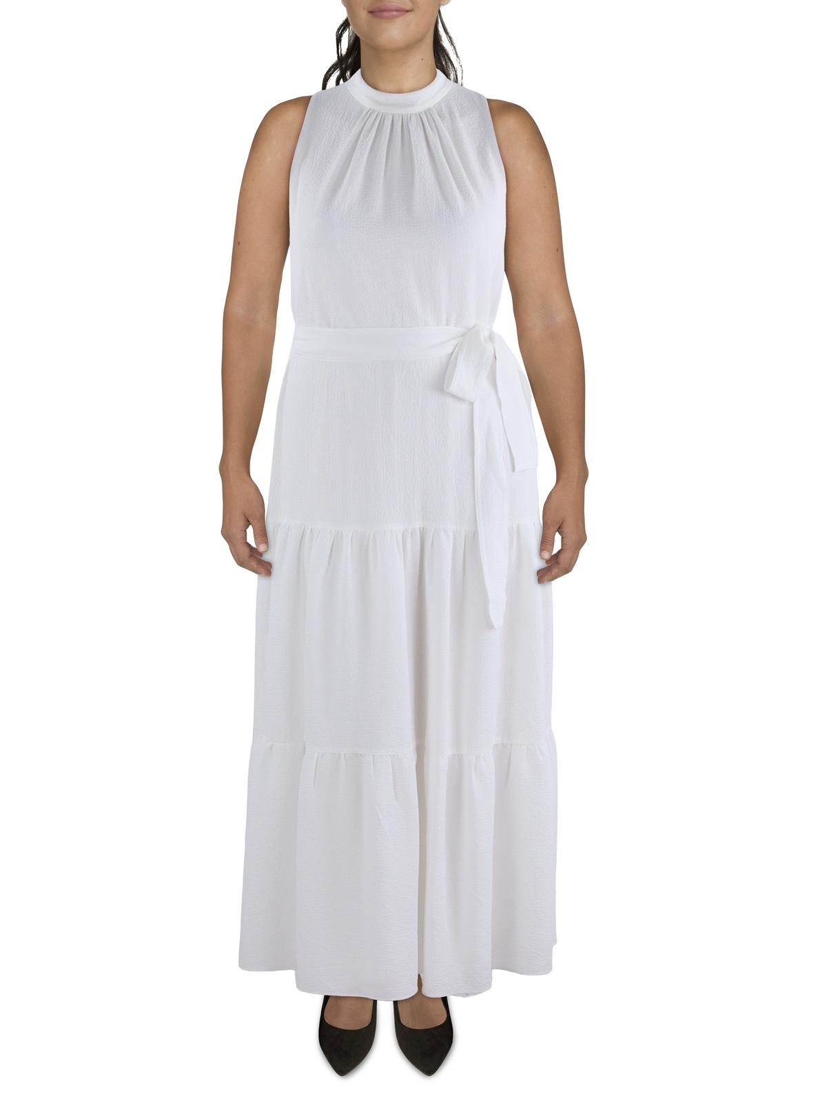 

Женское многоуровневое платье макси с бретелью через шею Anne Klein, цвет bright white