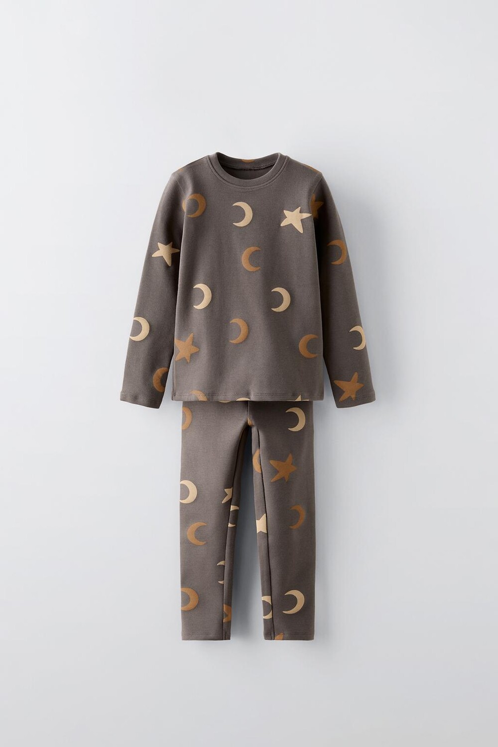 

Футболка с принтом и леггинсы co-ord ZARA, цвет stone