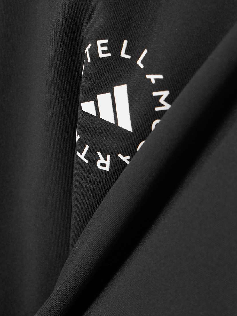 Топ из переработанного трикотажа с принтом и эластичностью Adidas By Stella Mccartney, черный — фото 3