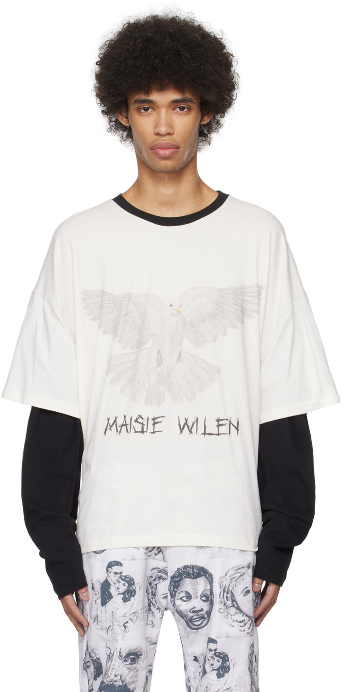 

Бело-черная футболка с длинным рукавом Nominee Maisie Wilen